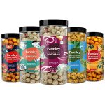 Farmley Roasted & Flavoured Healthy Makhana Snacks – Minty Pudina, Peri Peri, Tangy Tomato, Cream & Onion, Himalayan Salted | (Combo Pack of 5, 90 g Each) | Party Snacks | Namkeen Snacks | Mix Masala Snacks