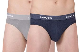 Levi’S Men’S Cotton Style #009 Neo Regular Fit Solid Brief (Pack Of 2) (#009-Brief-Lt Gmel Mel-P2_Light Grey, Navy Melange_L)
