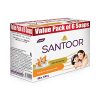 Santoor Sandalwood And Almond Milk Organic Soft Bath Soap For Softer, Smoother And Moisturised Skin, Combo Offer 150 G Pack Of 6