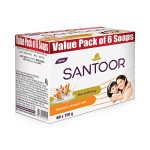 Santoor Sandalwood And Almond Milk Organic Soft Bath Soap For Softer, Smoother And Moisturised Skin, Combo Offer 150 G Pack Of 6