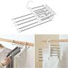 E-COSMOS (Pack of 1) 5 in 1 ABS Foldable Hangers for Clothes Hanging Multi-Layer Multi-Purpose Pant Hangers for Wardrobe Magic Foldable Hanger Clothes Hanger Multipurpose Hanger Organizer Steel