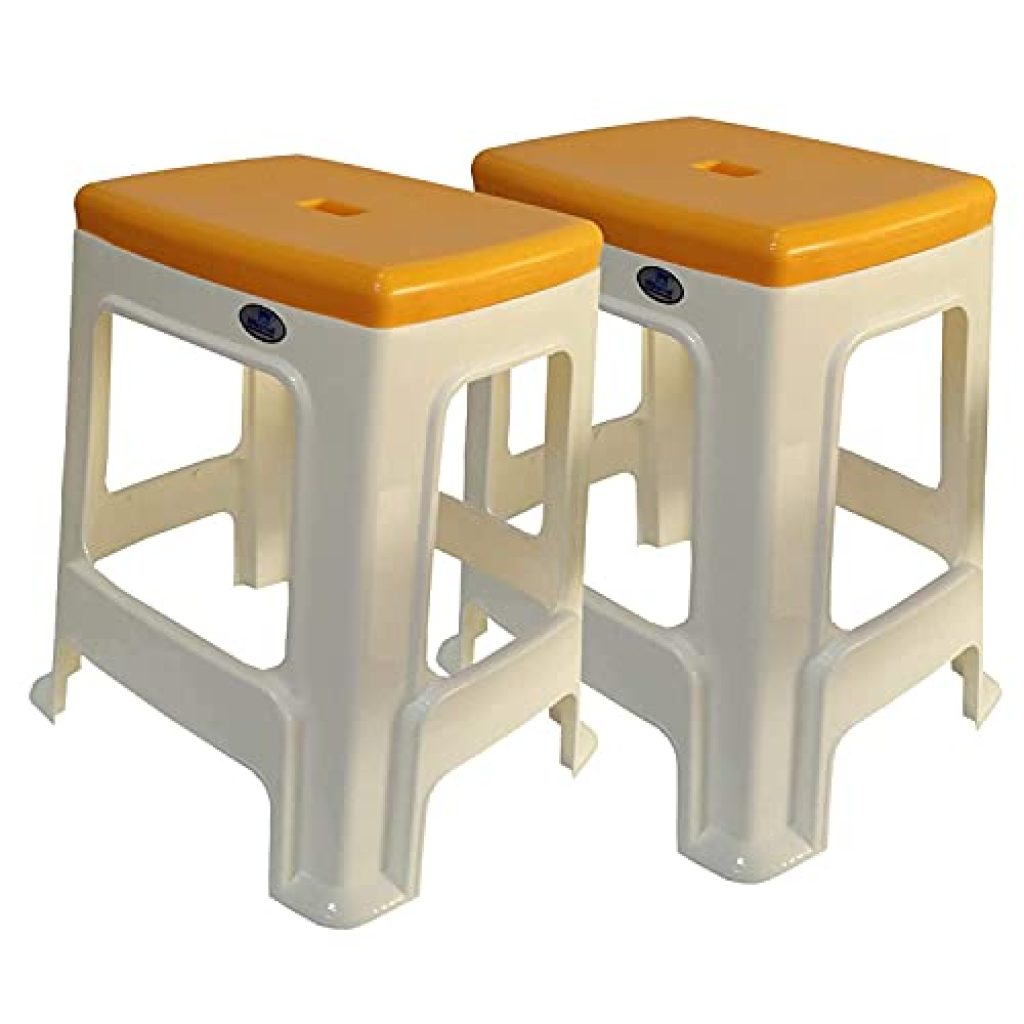 Nilkamal STL23 Strong and Durable Plastic Seating Stool for Home|Bedroom|Bathroom|Kitchen|Living Room|Office|Adult|Kids|Children's & Garden Stool with high Load Capacity Set of 2