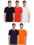 Joshua Tree Men’s Plain Regular fit T-Shirt (Pack of 5) (WNBBRO-15_Multicolour S)