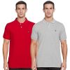 Amazon Brand – INKAST Men’s Regular fit Polo Shirt (HSE-01-PO2-S21-H_Lt Grey Mel & Mineral Red L)