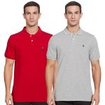 Amazon Brand – INKAST Men’s Regular fit Polo Shirt (HSE-01-PO2-S21-H_Lt Grey Mel & Mineral Red L)