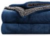 BSB HOME Polyester Micromink Summer AC/Mild Winter/Heavy Winter Sherpa Blanket Super Soft Flannel Solid/Plain, Blue & Grey, Size 150 x 228 Cms (Approx 4×7 ft) (Single)