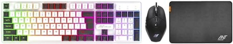 Ant Value KK1002 Wired Gaming Keyboard & Mouse Combo, 104 Silent keys, Backlit Rainbow LED Keyboard & 3200 DPI RGB Gaming Mouse for PC/Laptop+Ant Value MM270 Gaming Mouse Pad