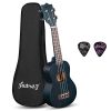 Juarez 53.34 cm (21″) Soprano Ukulele Kit, AQUILA Strings, Sapele Body, Rosewood Fingerboard, Matte Finish, with Bag and Picks, Blue (JRZ21UK/BL)