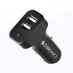 ZEBRONICS CC242A3 Car Charger with 10.5 Watts, Dual USB Ports, Compact Design, Built in Protections, LED Indicator, Included USB – Type-C Cable