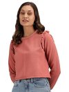 KOTTY Womens Full Sleeve Solid Sweatshirt (Peach pink2,38)