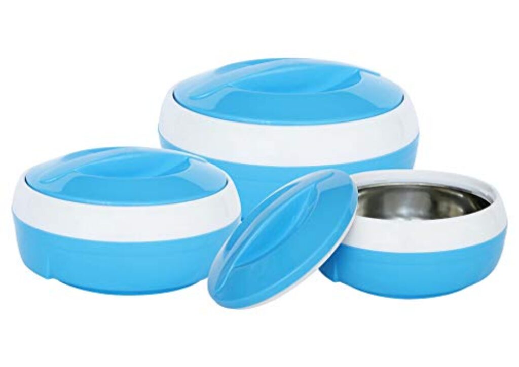 Princeware Solar Casserole with Inner Stainless Steel - Set of 3 (530 ml,780 ml,1290 ml), Blue