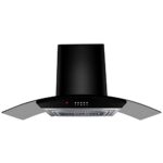 Faber 90 cm 1100 m³/hr Auto-Clean curved glass Kitchen Chimney (HOOD ACE PRO HC PB BK 90, Filterless technology, Push Button, Black)
