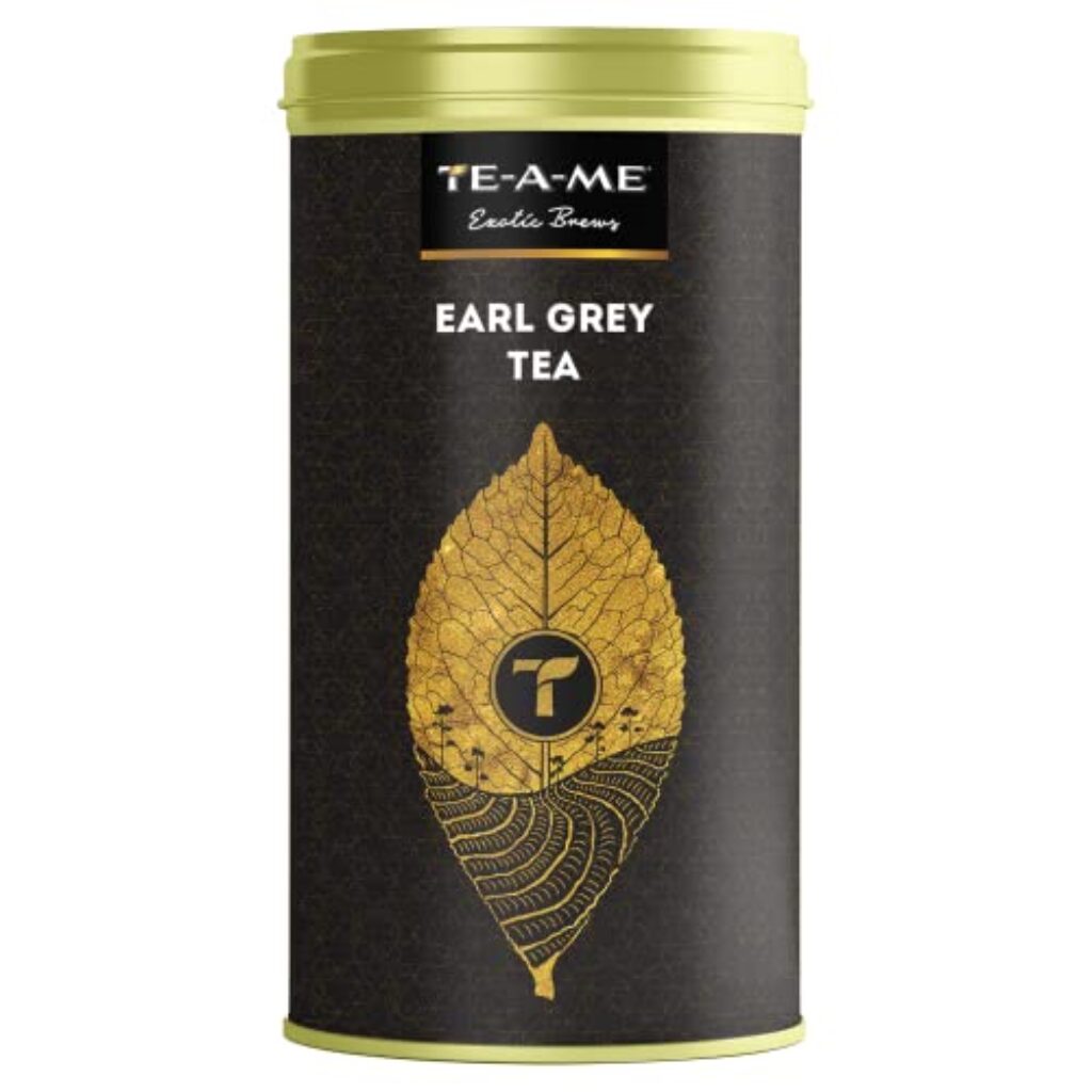 TE-A-ME Citrus Earl Grey Black Loose Leaf Tea Tin, 50 Grams (Bergamot Flavour) | Strong & Highly Flavourful