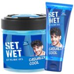 SET WET Styling Combo for Men, Casually Cool Hair Gel for Men, 250g + 100g