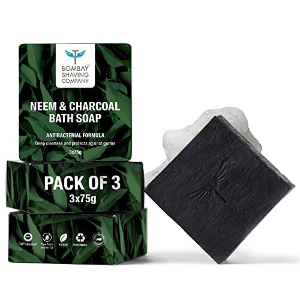 Bombay Shaving Company Charcoal and Neem Bath Soap for Men | Pack of 3,75g each