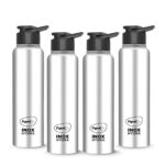 Pigeon by Stovekraft Inox hydra 700ml pack of 4 Stainless Steel Drinking Water Bottle 700ml Flipper Cap – Silver (1 year Warranty)