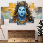 SAF Shiva Paintings for Wall Decoration – Set Of Five, 3d modern art Painting for Living Room Large Size with Frames for Home Decoration, Hotel, Office 76.2 cm x 45 cm SANFPNLS35477