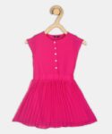 Aditya Birla  – abof Girls Midi/Knee Length Casual Dress(Pink, Cap Sleeve)