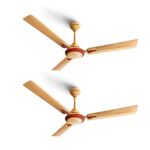 LONGWAY Starlite-1 P2 1200 mm/48 inch Ultra High Speed 3 Blade Anti-Dust Decorative Star Rated Ceiling Fan (Golden Beige, Pack of 2)