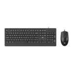 HP KM 180 Wired Mouse and Keyboard Combo, USB Plug-and-Play, 1200 dpi, Full-Size Layout with Numeric pad, Up to 10 Million keystrokes, Up to 1 Million clicks, 1-Year Warranty, 0.52 kg, Black, 7J4G3AA