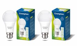 Crompton Dyna Ray 9W Round B22 LED Cool Day Light Pack of 2