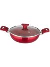 HOMETALES Premium Non-Stick Kadai with Lid (2600ml), 3mm Thick, Metalic Red