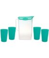 HOMETALES Plastic Fridge Jug & Glasses Sets (Pack of 5), Green Colour
