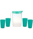 HOMETALES Plastic Fridge Jug & Glasses Sets (Pack of 5), Green Colour
