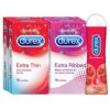 Durex Pleasure Packs (Condoms – 10 Count (Pack of 2, Extra Thin), Condoms – 10 Count (Pack of 2, Extra Ribbed), Pleasure Gel – 50 ml (Strawberry))