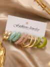 YELLOW CHIMES 5 Pairs Of Multicolor Thick Different Sizes Huggie Hoop Earrings Crystal Metal Hoop Earring