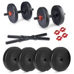 Protoner PVC DM 4-40 Kg Dumbbells Set and Fitness Kit for Men and Women Whole Body Workout (4 kg (1 kg x 4), Black & Red)