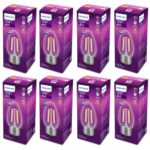 Philips 4-Watt 400-lumen Clear Candle E27 Base (Warm White, Pack of 8) – Decorative, Ambience for Chandeliers, Wall lights, Desk lamps, Floor lamps