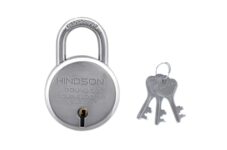 HINDSON India Round 50mm Lock | Metal Body | Double Locking | 6 Steel Lever | 3 Silver Keys | Silver Finsih | Small Padlock