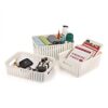 Cello Style Knit Small Basket Without Lid, Set of 3, Ivory,Plastic