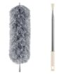 GLUN® Microfiber Duster Mop with Steelness Steel Rod, for Cleaning Under Bed, Top of The Roof with Long Steel Handle Duster Flexible Washable & Retractable (Pack of 1)