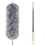 GLUN® Microfiber Duster Mop with Steelness Steel Rod, for Cleaning Under Bed, Top of The Roof with Long Steel Handle Duster Flexible Washable & Retractable (Pack of 1)