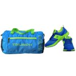 Gowin Bright Blue/Green Size-6 with Triumph Gym Bag Fusion Pro-88 Black/Lime