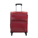 VIP Essencia Durable Polyester Soft Sided Cabin Luggage Spinner Dual Wheels with Quick Access Front Pockets (Cabin, 55cm, Red)