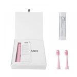 VGR V-806 Sonic Electric Toothbrush with 2 Brush Heads, One Charge for 30 Days, DuPoint Bristle Fast Charge, 3 Modes with 2 Minutes Built in Smart Timer, Electric Toothbrushes – Pink