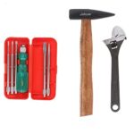 Suzec Johnson Advance Home Kit 5-Pieces Screwdriver Kit (Multicolour) & Adjustable Wrench (200 mm) & Claw Hammer Steel Shaft
