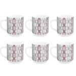 CELLO Imperial Premium Roma Coffee Mug 300 ml | Coffee/Milk Mug with Handle | Mug for Tea, Coffee, Cappuccino or hot and Cold Beverages | 6 Unit | Red Trilles, White