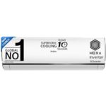 Haier 1.5 Ton 5 Star Heavy Duty Hexa Inverter Split AC (Copper, 7 in 1 Convertible, Anti Bacterial Filter, Cools at 60°C Temp, 20 Mtrs Air Throw – HSU19K-PYC5BN-INV,White, 2024 Model)