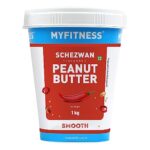 MYFITNESS Schezwan High Protein Spread & Dip | Spicy Creamy Peanut Butter 1Kg | 27g Protein | Hot & Chilli Nut Butter Spread | Vegan | Gluten & Cholesterol Free | Healthy & Tasty Snacking Partner