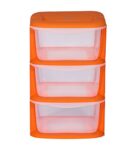 CELLO Plastic Cuboid Storage Unit With 3 Drawers (Orange), 37.5 x 36.5 x 58 Centimeters