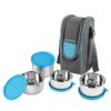 CELLO Steelox Stainless Steel Lunch Box Combo 4- Piece with Jacket, Blue, (Capacities – 225ml, 375ml x 2, 550ml) | Leakproof | Easy to Carry | Easy to Clean | Ideal for Office