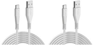 URBN Type-C USB 3.4 Amp | 25W Fast Charging Cable for Smartphone | Unbreakable Rugged & Nylon Braided | Quick Charge (QC) Compatible | Made in India | Length (5 Feet) – White (Pack of 2)