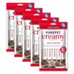 Purepet Creamy Cat lickable Treats, Crab & Chicken, Pack of 5 X 15 g, Total 375 g