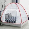 IWS Polyester Adults Washable King Size Double Bed Mosquito Net | Foldable, Lightweight and Stylish Machhardani Tent Mosquito Net(Red, Tent)