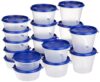 Amazon Brand – Solimo Nestable & Stackable Polypropylene Container Set, Round, Set of 18, Blue