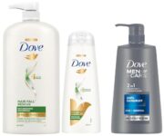 Dove Hair Fall Rescue Shampoo 1 Ltr & Dove Hair Fall Rescue Conditioner 335ml & Dove Men+Care Anti Dandruff 2in1 Shampoo+Conditioner
